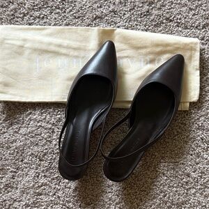 Jenni Kayne Brown Leather Pointed Slingback Flats